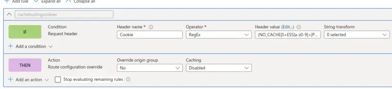 Caching rule for FrontDoor