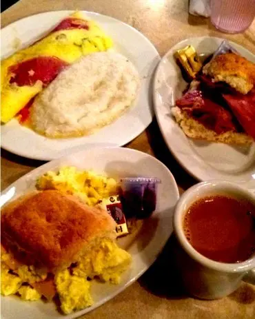 A typical three-person breakfast. We've never finished it!