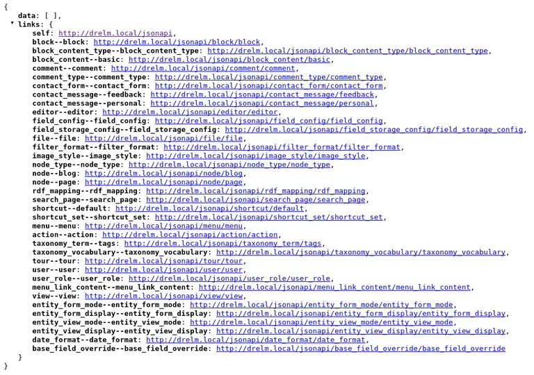JSON API default endpoints