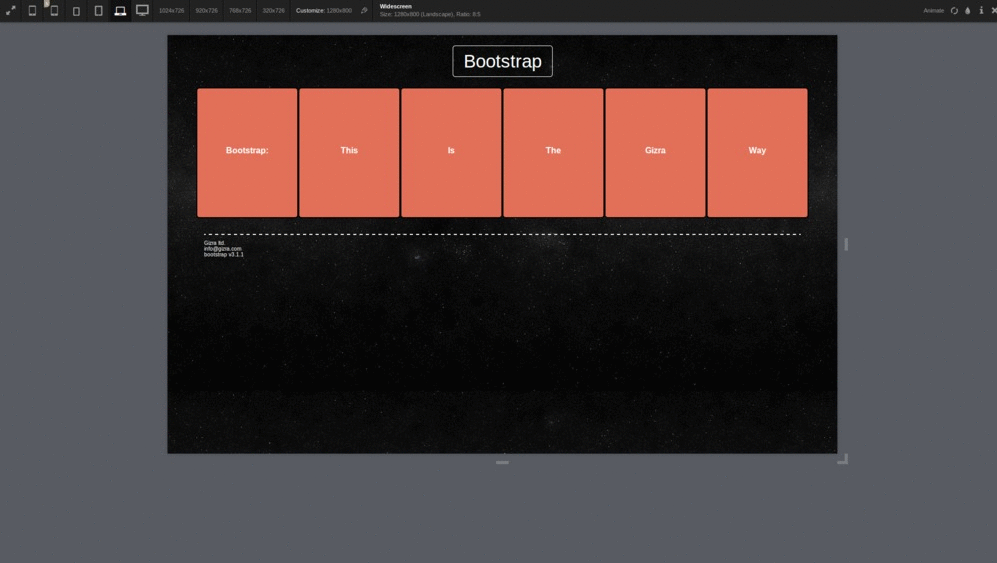 Notice the responsiveness of the site. The part with the white background marks our custom breakpoint.