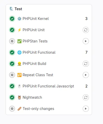 Different tests run by the GitLab CI pipelines