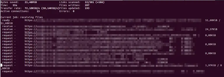 HTTrack update with multiple connections.