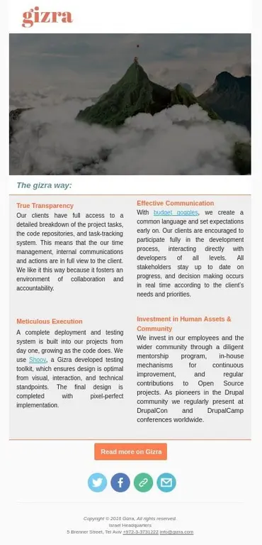A demo email template created for this post