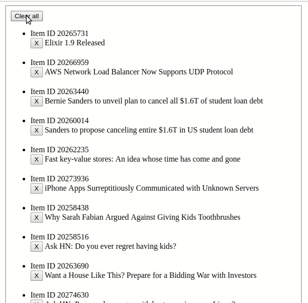 Demo of the app with network throttled to make it load slower