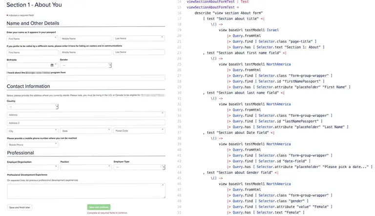 A nifty registration application with lots of sections and conditional fields built as an Elm widget inside a Drupal Panel. Also shown, the accompanying tests that ensure the conditions yield the proper results. Oh how we miss the Drupal Form API!