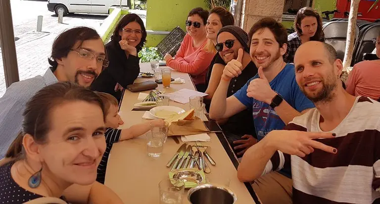A gathering in Tel Aviv in Honor of Senior Developer Aron Novak's visit to Israel.