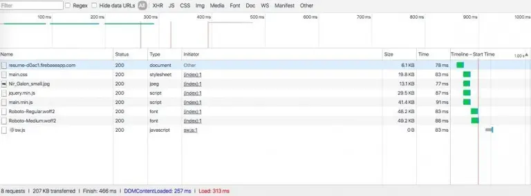 New Resume Network Tab