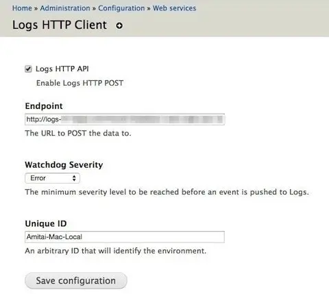 Configuration page. Just add the HTTP endpoint