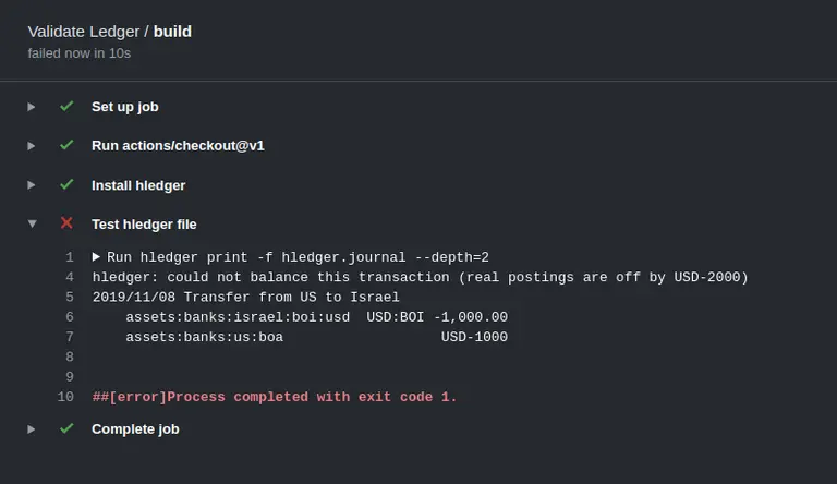 GitHub Actions shows us an error