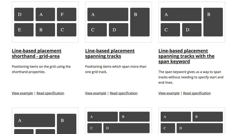 Grid by Example, https://gridbyexample.com/, a project by Rachel Andrew to demonstrate, well, grid by example.