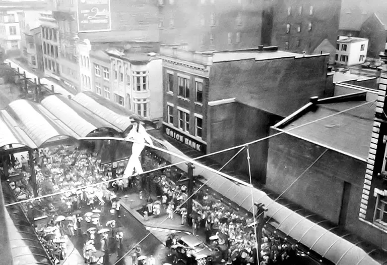 Tightrope Walk over Hamilton Street -- Allentown, PA.