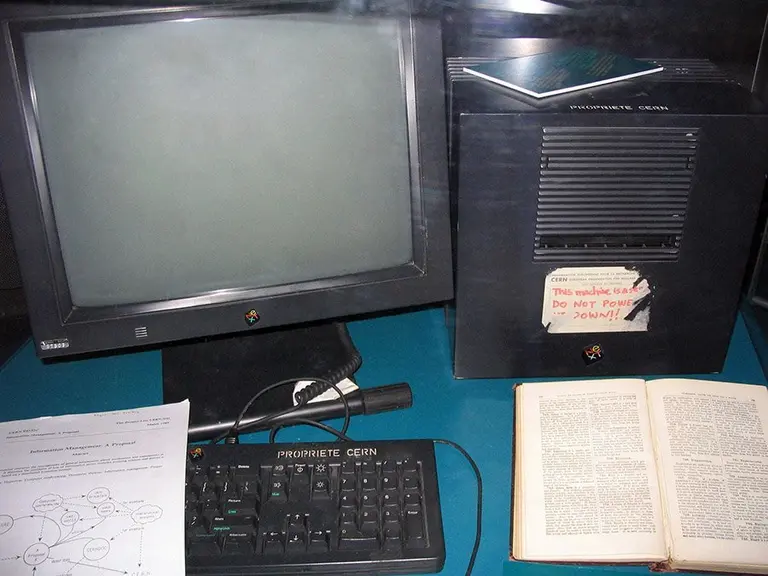 DO NOT POWER DOWN! Even the first web server was just a tool - nothing flashy, just a way for scientists to communicate.