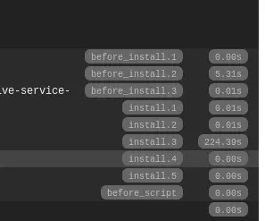 Execution speed measurements built in the log