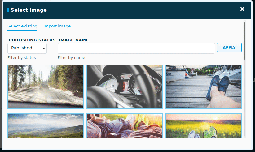 Entity Browser in action configured with Dropzone.