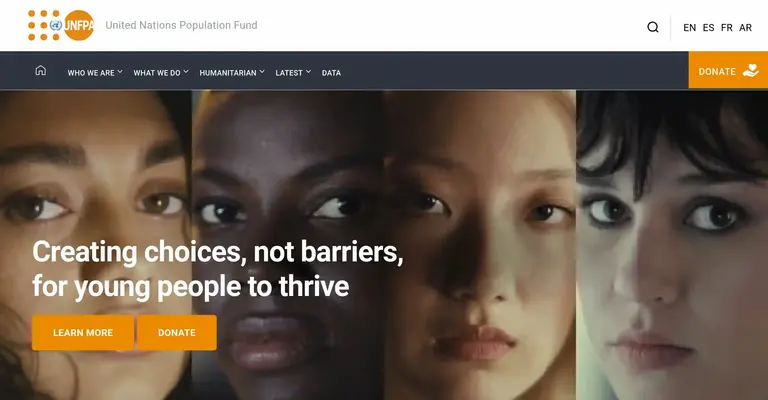 Screenshot of United Nations Population Fund