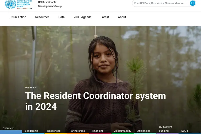 Screenshot of United Nations Sustainable Development Group